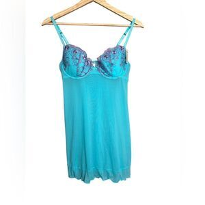 Ambrielle chemise and thong mesh floral lace sexy lingerie mini baby doll